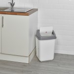(30L White/Grey) 5/20/30/50L Kitchen Recycling Trash Bin with Rotating Lid